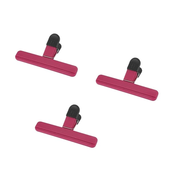 Påseklämmor, Lätt Grepp, Miljövänlig Design,L - 3Pcs Rosaröd