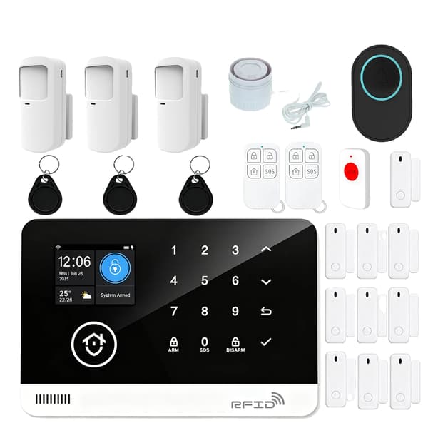 Sikkerhedsalarmssystem, Trådløs forbindelse, Smart Home-kompatibilitet,22Pcs Kit, Engelsk-b