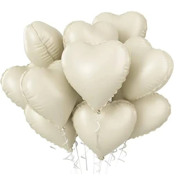 Folieballoner, Hjerteform, Perfekte til Fejringer,18inch-b, 10pcs-b, Fløde