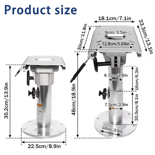 Båtstolspiedestal, Justerbar Höjd, Smidig Glidfunktion,Silver