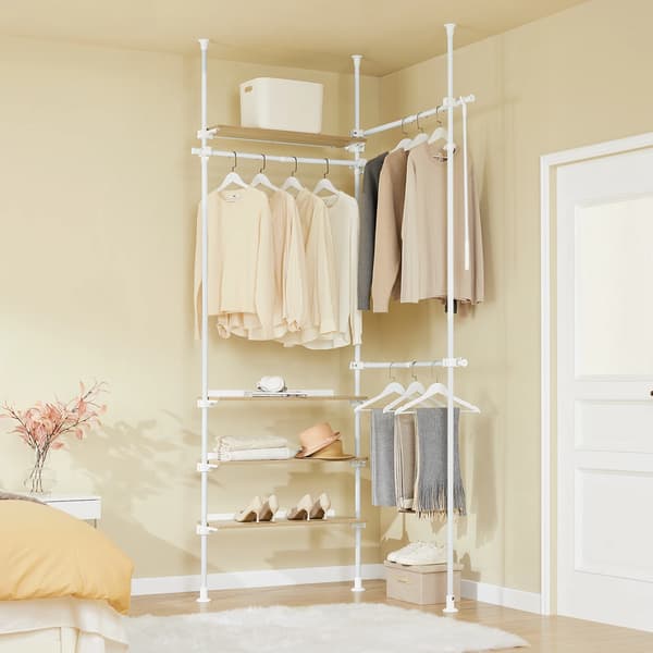 Teleskopisk Garderobesystem, Justerbart Design, Pladsbesparende,HVID