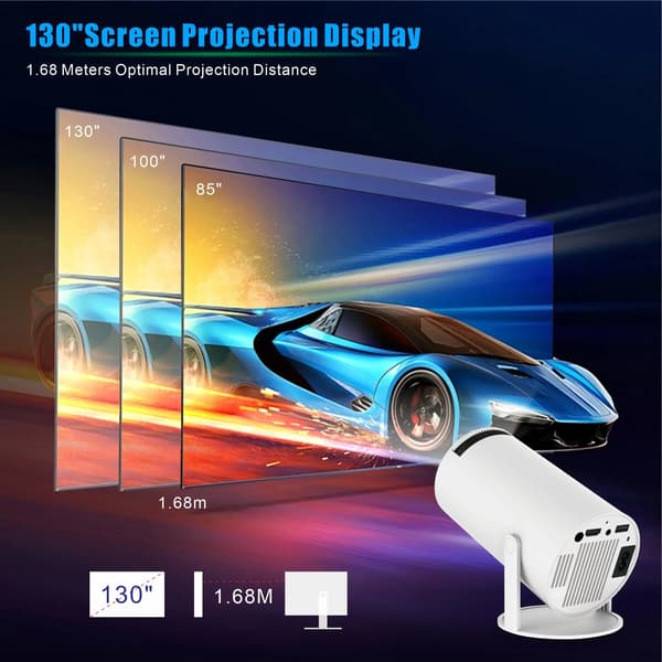 Videoprojektor, 4K UltraHD, Wi-Fi og Bluetooth-forbindelse,HVID