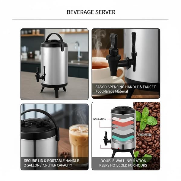 Drikkevaredispenser, Isoleret Design, Fødevarekvalitet Rustfrit Stål,hær grøn