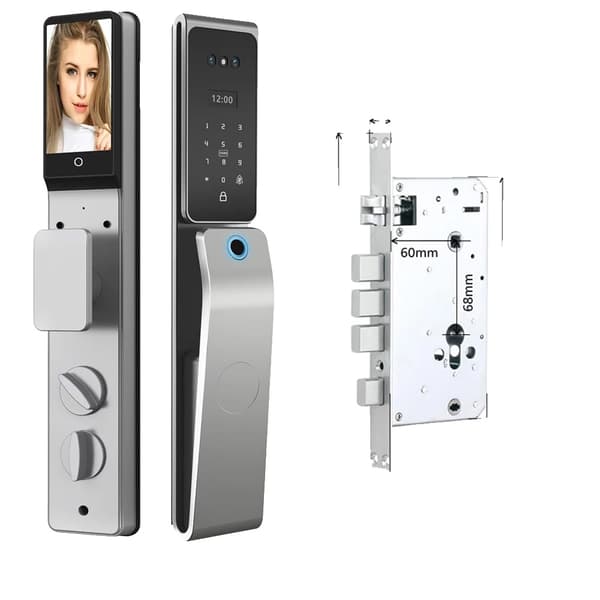 Ansiktsigenkänning Dörrlås, 8 Låsningsmetoder, Smart Hem Kompatibel,24 240(6068) Mortise