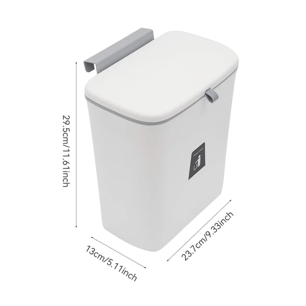 Soptunna, Väggmonterbar, Luktfri Design,9L, VIT