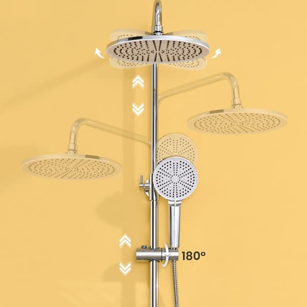 Bruserkolonne, 4-stråls håndbruser, justerbar væghylde,72cm-110cm, Krom
