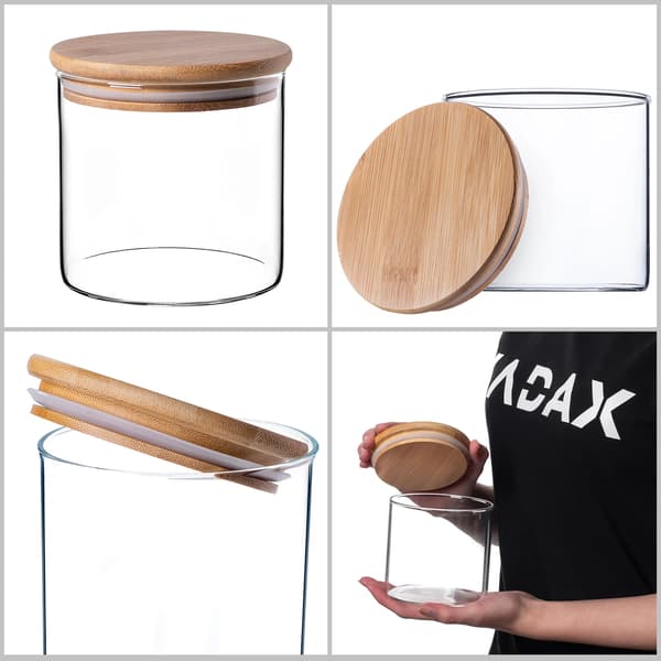 Matbehållare, Glasmaterial, Kapacitet 680 ml, 22 cm Höjd, 10 cm Diameter, Lufttät Försegling