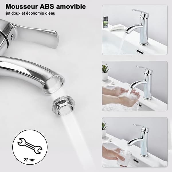 Basinarmatur, Holdbart Rustfrit Stål, Vandbesparende Aerator,1 stk, Krom