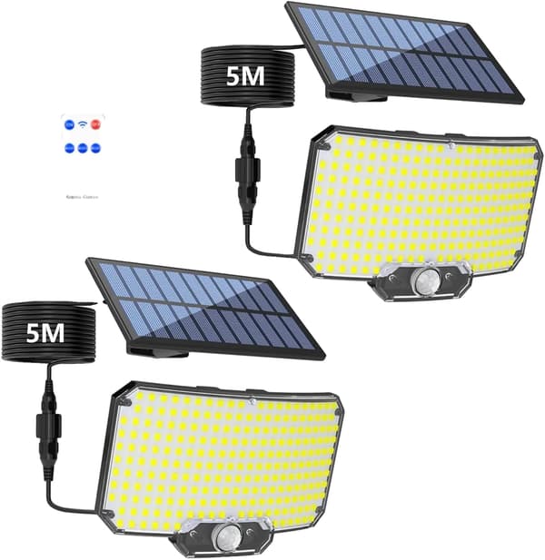 Solcelle LED-lamper, bevægelsessensor, vandtæt design,2 PACK
