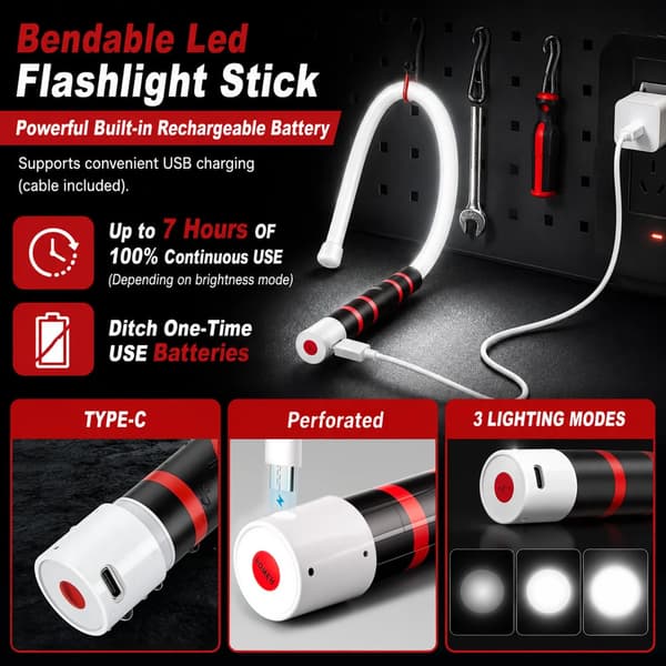 Arbetslampa, Flexibel Design, USB-uppladdningsbar,A