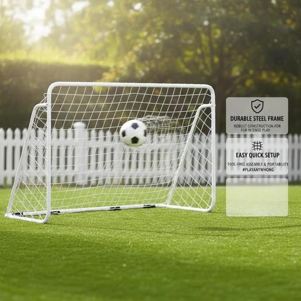 Fotbollsmål, Stålram, Utomhusbruk,VIT
