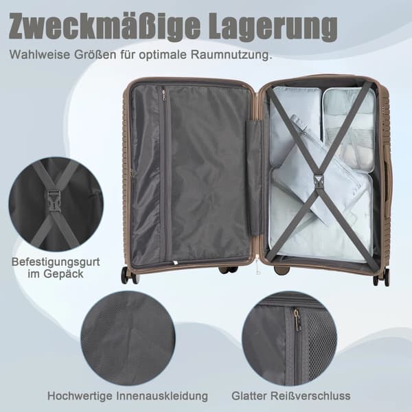 Bagageset, inbyggt lås, hållbart material,Khaki