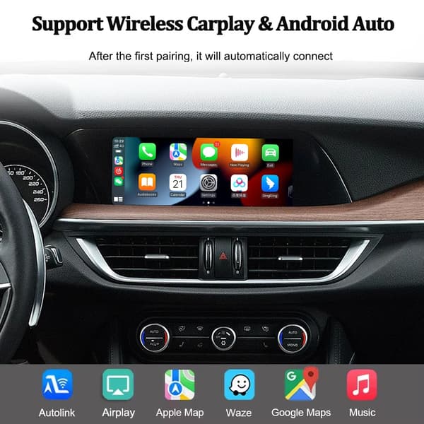 Langaton CarPlay Android Auto -sovitin, monilaitetuki, helppo asennus,Giulia Stelvio varten