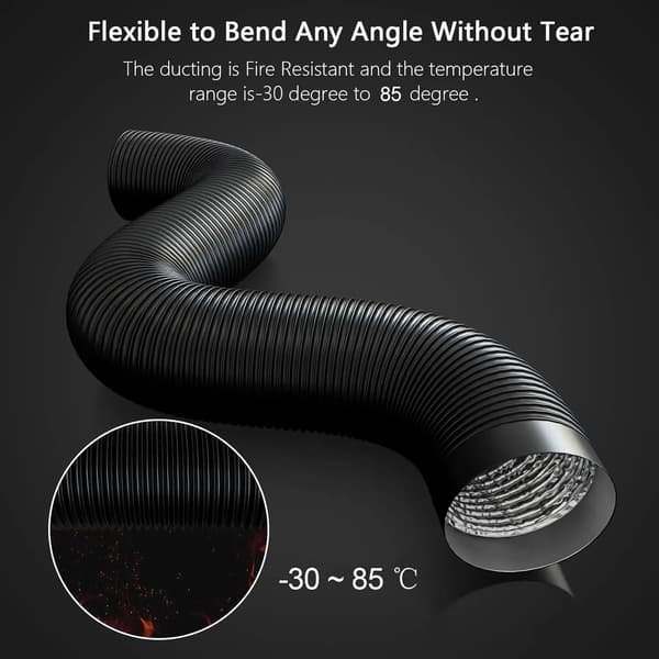 Ventilationsslange, Holdbar PVC, Fleksibelt Design,DN120, sort, 600cm