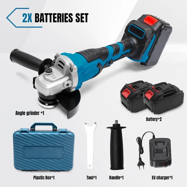 Vinkelsliber, Variabel Hastighedskontrol, Holdbart Design,2 BATTERI