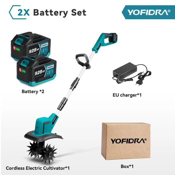 Trädgårdstraktor, Borstlös Motor, Eldriven, 2PC 4.5Ah Batteri
