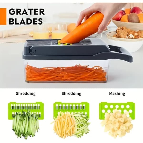 Grøntsagshakker, Holdbart ABS-plastik, Rustfrit stålblade,grøn