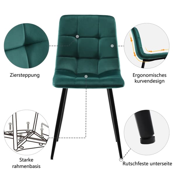 Matbord Set, Modern Design, Bekväm Sittplats, Självmontering, Grön - MDF - Sammet
