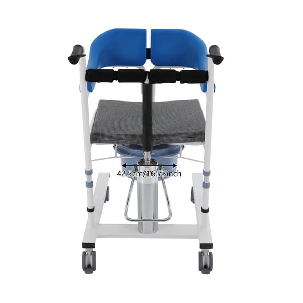 Hydraulisk patientlyftstol, justerbart ryggstöd, mobil rullstol,Blå