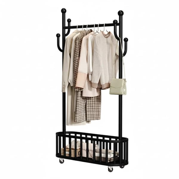 Tøjstativ, Heavy Duty, Rullende Design,Sort-a, Bredde 100cm