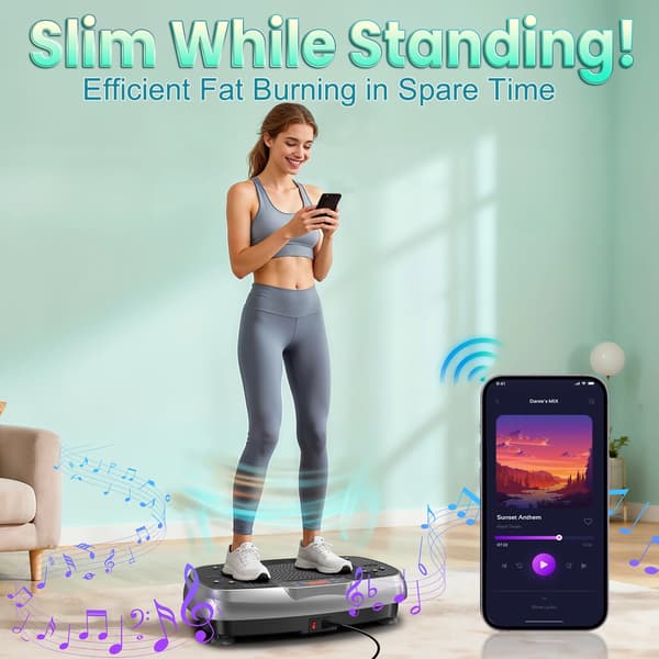 Vibrationsplattform, Bluetooth-högtalare, halkfri design,Grå