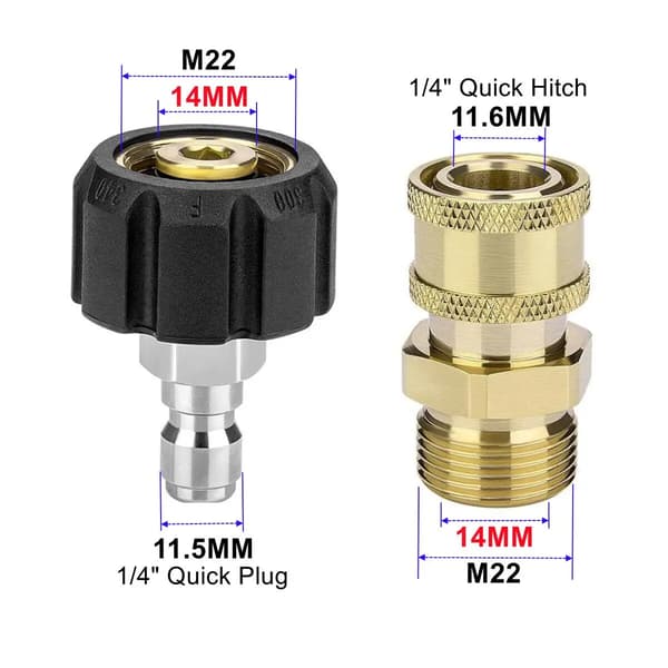 Högtryckstvättadapter, Svängbar Design, Snabbkoppling,Full Set 14MM