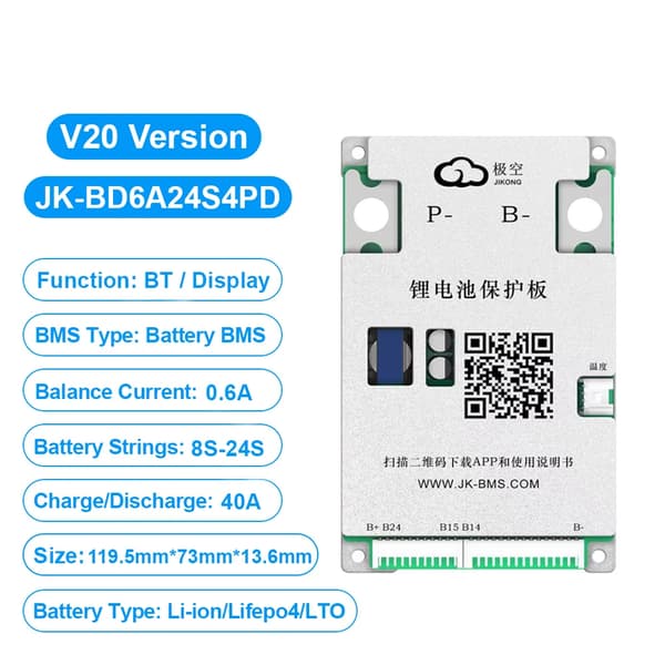 Batteristyringssystem, Bluetooth-forbindelse, Aktiv balance teknologi,JK-BD6A24S4PD