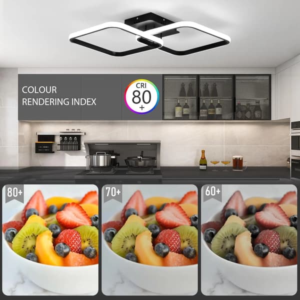 LED Loftlampe, 54 cm, 42W, 220V, Sort, Energisparende