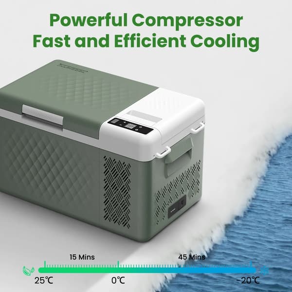 Bærbar Fryser, Effektiv Koldluft, Smart Batteribeskyttelse,19L