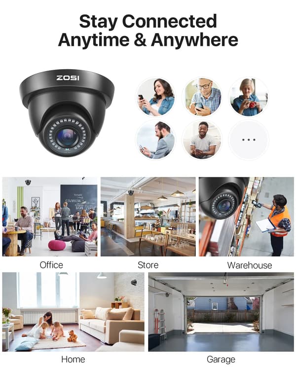 Dome Kamera, 1080P Opløsning, Nattesyn op til 80ft,4 PACK