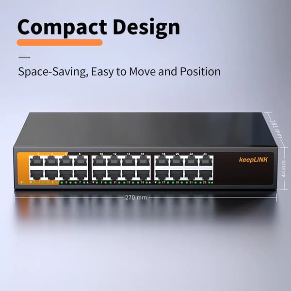 Gigabit Ethernet Switch, 24 porte, unmanaged switch,24x1GbE Uadministreret