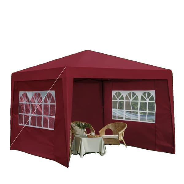 Paviljong, Vattentät Design, Robust Stålram,Burgund