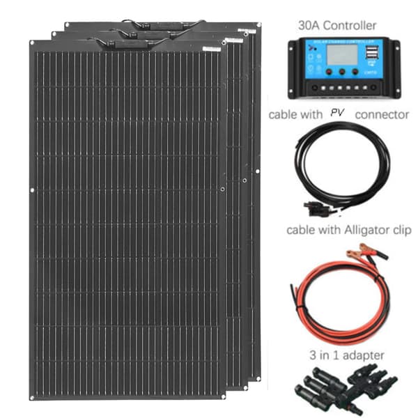 Fleksibelt Solpanel, 200W Effekt, Høj Effektivitet,12V300W solarkit