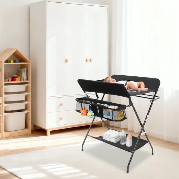 Babyskiftemøbel, Foldbart, Bærbart Design,sort