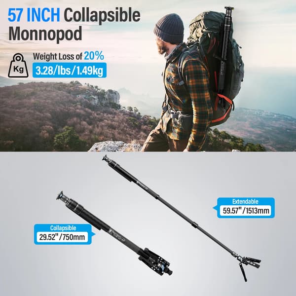 Monopod, Lätt Kolfiber, 3-i-1 Design,SVM-145