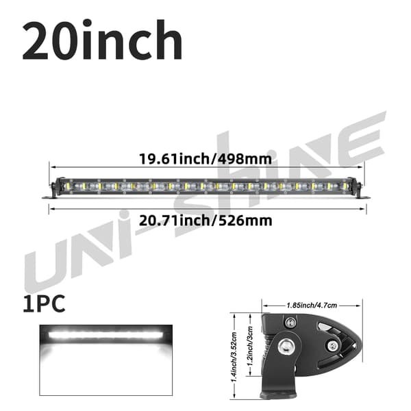 LED Ljusramp, Vattentät Design, Justerbar Montering, 20TUM Ljusramp