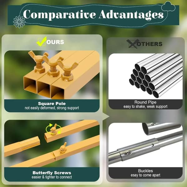 Bryllupsbue, 3x3m Metalramme, Justerbart Design,L, Gul