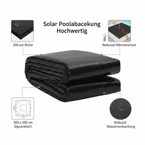 Solpoolöverdrag, Anti-Avdunstning, Skräpskydd,Svart