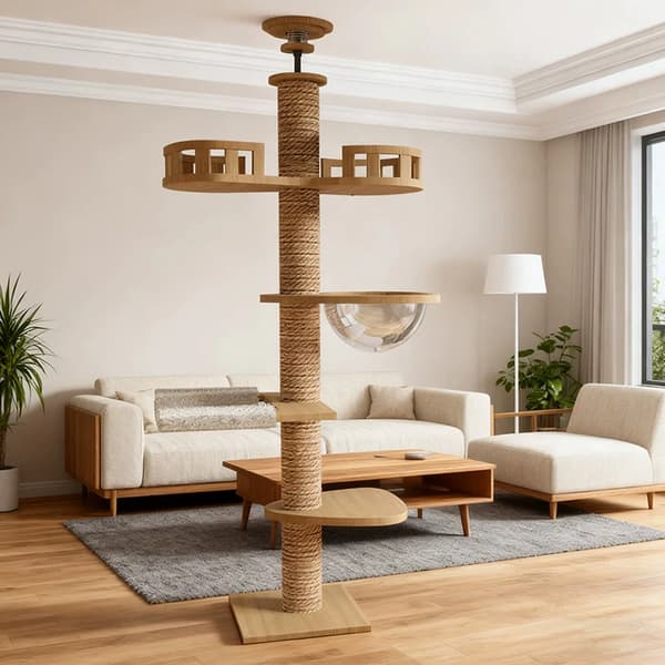 Kattetårn, Justerbar Højde, Multi-Niveau Design,GUL