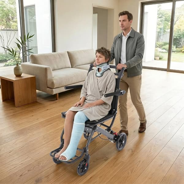 Sammenklappelig kørestol, letvægts, ergonomisk design,sort