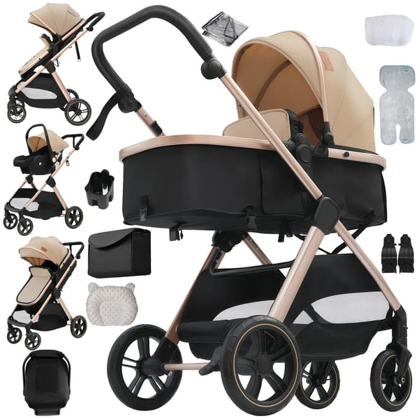 Barnvagn, Lättviktsdesign, Hög Sittplats,V10-BEIGE