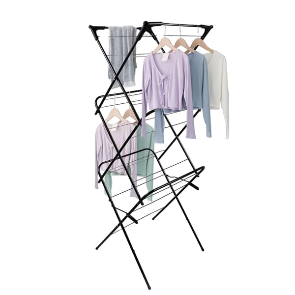 Torkställning, Kompakt Design, Bärbar och Fällbar,svart