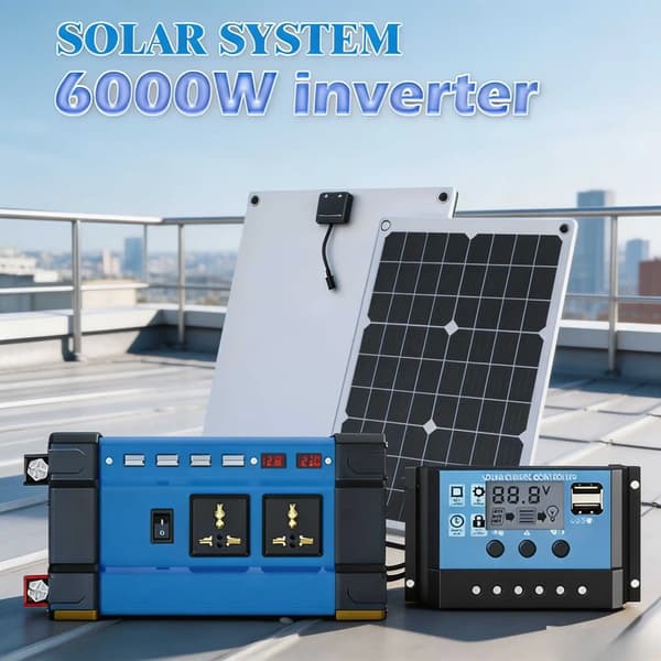 Solenergisystem, 600W højtydende panel, 12V controller,6000W 220V