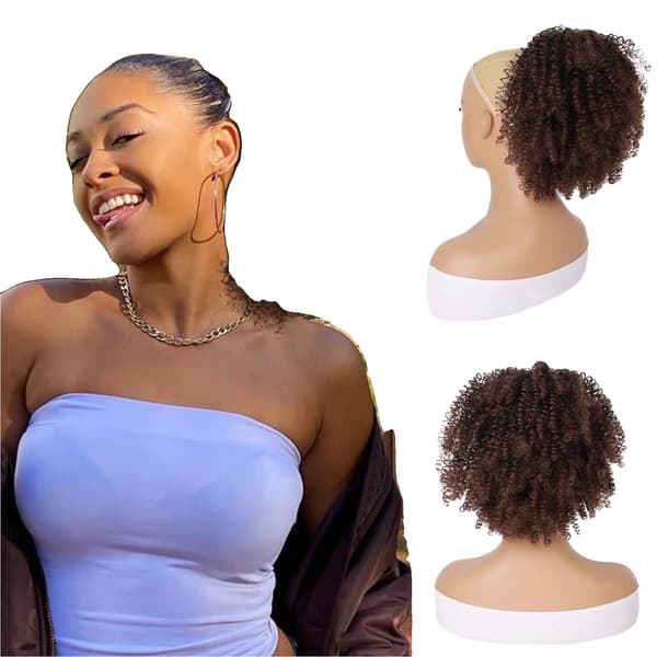 Syntetiskt Hästsvansförlängning, Lockig Chignon, Clip-in Fäste,Stor-c, Ponytail-1BT33