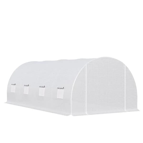 Växthus, Hållbart Täckmaterial, Lätt Åtkomst,6x3x2M, Vit