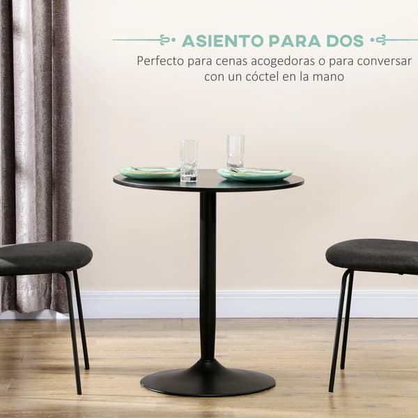 Spisebord, Rundt Design, Pladsbesparende,Sort