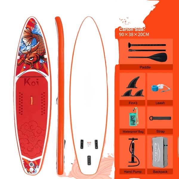 Oppustelig SUP-board, skridsikker overflade, bærbart design,Rød