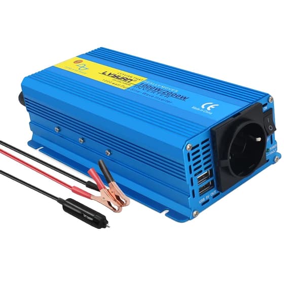 Invertteri, puhdas sinimuotoinen, USB-ulostulo,24V 1000W-2000W EU
