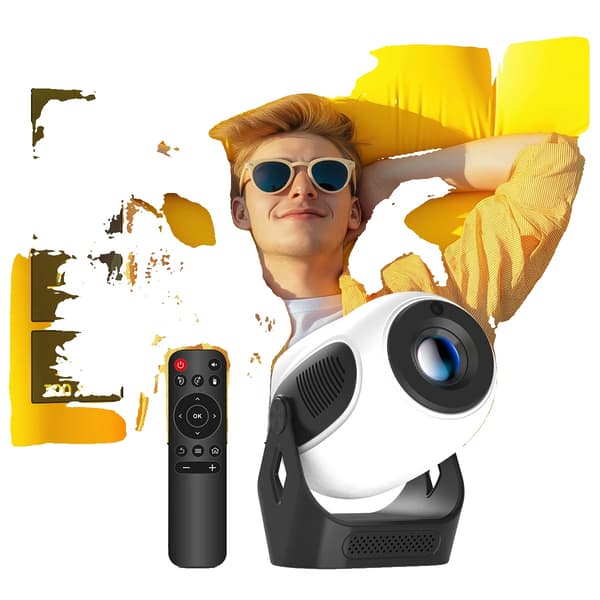 Projektor, 4K Understøttelse, Trådløs Forbindelse,EU Stik, HY300-X-Hvid