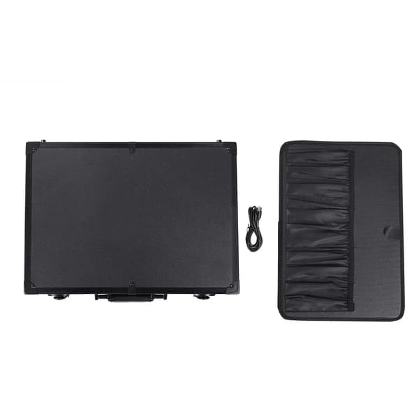 Makeup Opbevaringsboks, LED Spejl, Tilpasseligt Interiør,M, sort
